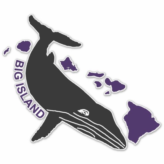 Big Island - Paarse Hawaii Islands Humpback Sticker (Voorkant)