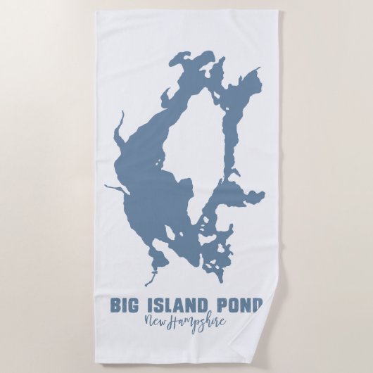 Big Island Pond New Hampshire Lake Silhouette Map Strandlaken (Voorkant)
