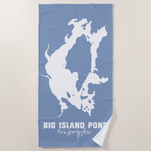Big Island Pond New Hampshire Lake Silhouette Map Strandlaken (Voorkant)