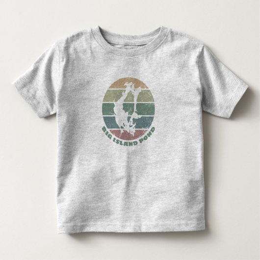 Big Island Pond NH Retro Lake Emblem Kinder Shirts (Voorkant)