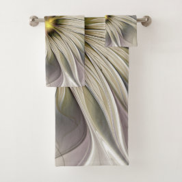 Big Ivory Flower, Abstract Modern Fractal Art Bad Handdoek