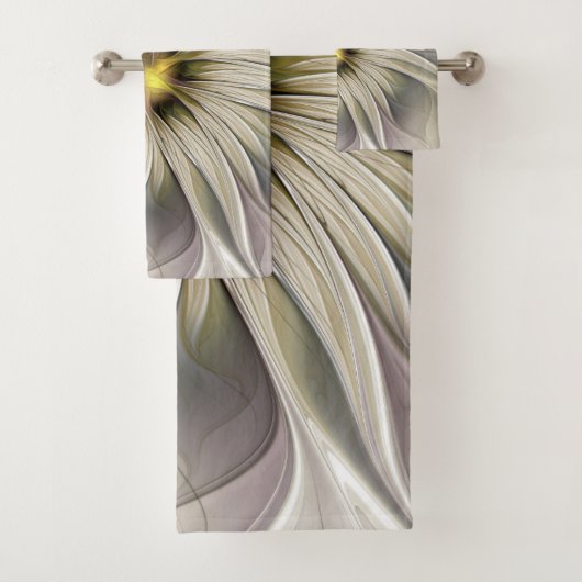 Big Ivory Flower, Abstract Modern Fractal Art Bad Handdoek (Insitu)