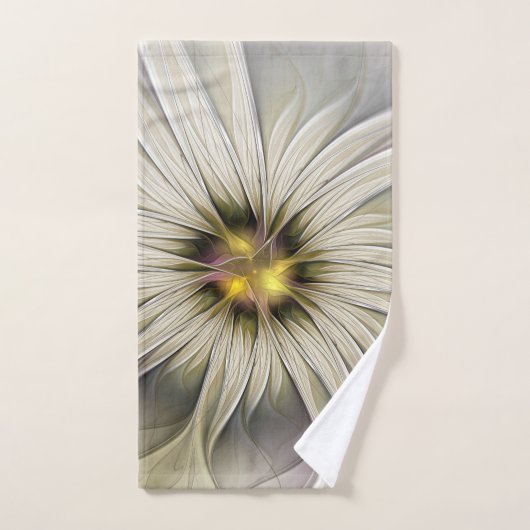 Big Ivory Flower, Abstract Modern Fractal Art Bad Handdoek (Handdoek)