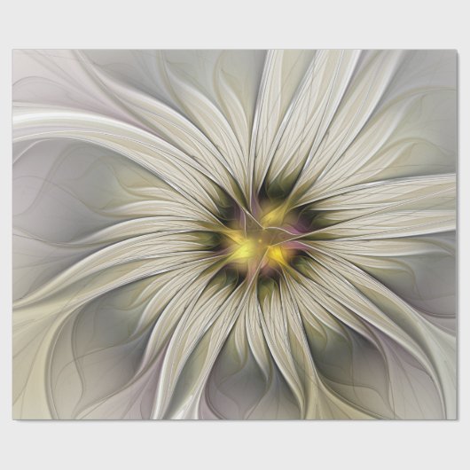 Big Ivory Flower, Abstract Modern Fractal Art Cadeaupapier (Vlak)