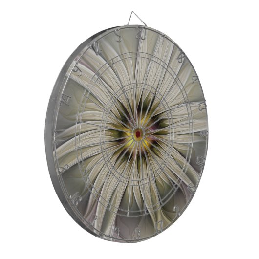Big Ivory Flower, Abstract Modern Fractal Art Dartbord (Voorkant Links)
