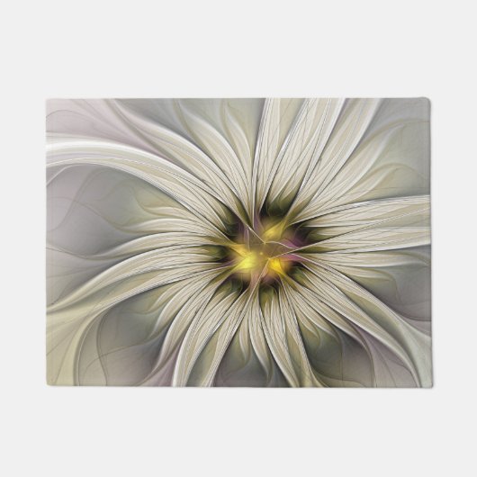 Big Ivory Flower, Abstract Modern Fractal Art Deurmat (Voorkant)
