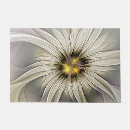 Big Ivory Flower, Abstract Modern Fractal Art Deurmat (Voorkant)