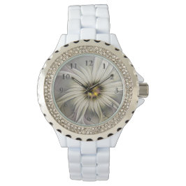 Big Ivory Flower, Abstract Modern Fractal Art Horloge