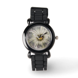 Big Ivory Flower, Abstract Modern Fractal Art Horloge