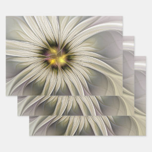 Big Ivory Flower, Abstract Modern Fractal Art Inpakpapier Vel