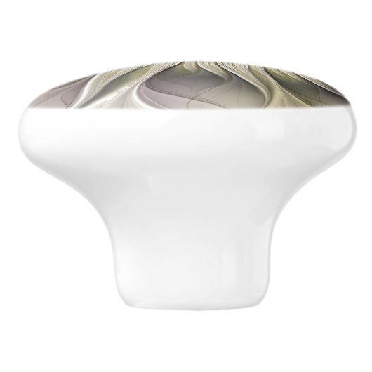 Big Ivory Flower, Abstract Modern Fractal Art Keramische Knop (Zijkant)