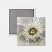 Big Ivory Flower, Abstract Modern Fractal Art Magneet (Voorkant / Achterkant)