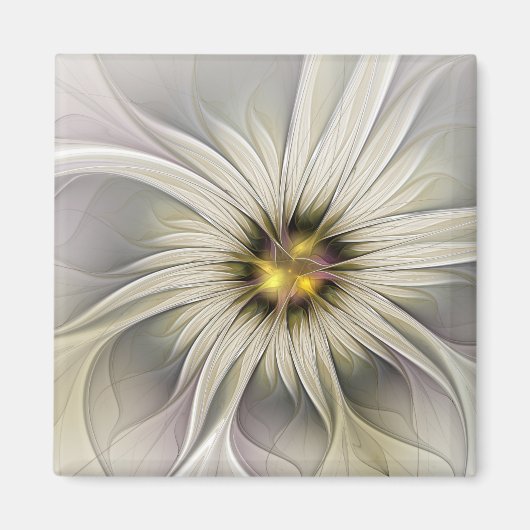 Big Ivory Flower, Abstract Modern Fractal Art Magneet (Voorkant)