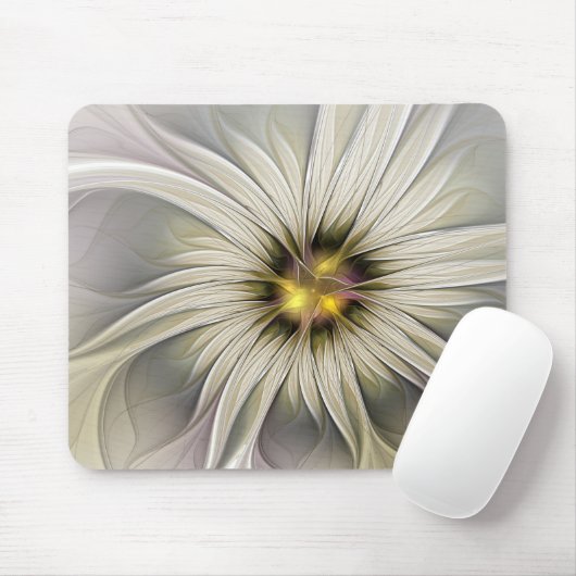 Big Ivory Flower, Abstract Modern Fractal Art Muismat (Met muis)