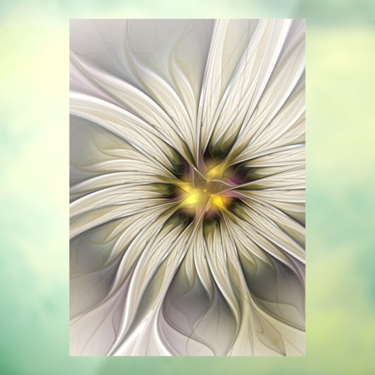 Big Ivory Flower, Abstract Modern Fractal Art Raamsticker (Vel 3)