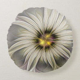 Big Ivory Flower, Abstract Modern Fractal Art Rond Kussen