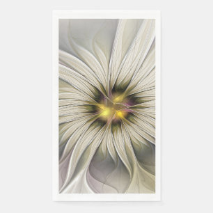 Big Ivory Flower, Abstract Modern Fractal Art Servet