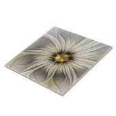Big Ivory Flower, Abstract Modern Fractal Art Tegeltje (Zijkant)