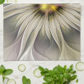 Big Ivory Flower, Abstract Modern Fractal Art Theedoek (Gevouwen)