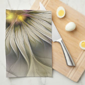 Big Ivory Flower, Abstract Modern Fractal Art Theedoek (Quarter Fold)