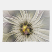Big Ivory Flower, Abstract Modern Fractal Art Theedoek (Horizontaal)