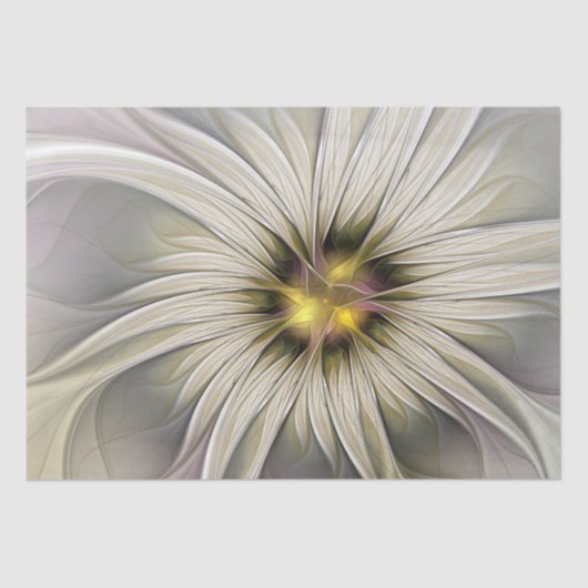Big Ivory Flower, Abstract Modern Fractal Art Tissuepapier (Voorkant)