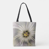 Big Ivory Flower, Abstract Modern Fractal Art Tote Bag (Achterkant)