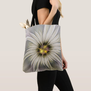 Big Ivory Flower, Abstract Modern Fractal Art Tote Bag