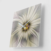 Big Ivory Flower, Abstract Modern Fractal Art Vierkante Klok (Hoek)