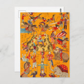 Big Japanese Circus woodblock print Briefkaart (Voorkant / Achterkant)