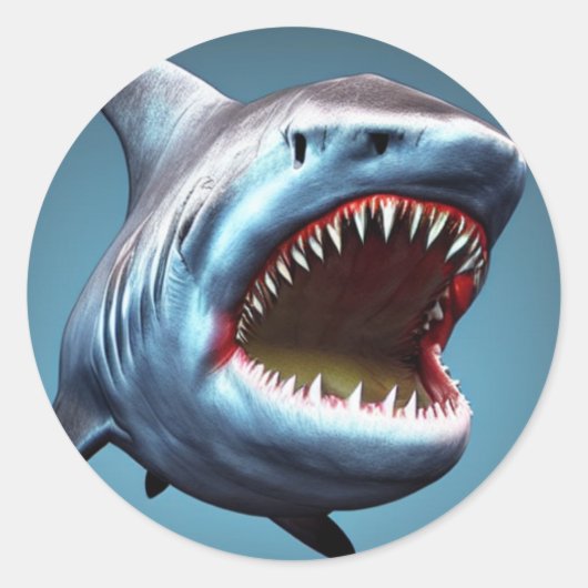 Big Jaws Shark Ronde Sticker (Voorkant)