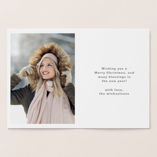 Big Joyful Typografie met kerstfoto Folie Kaarten (Binnen)