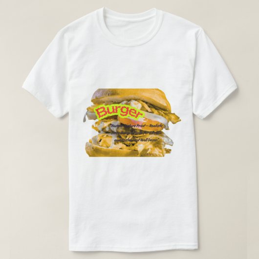 Big Juicy Burger Illustration | Funny Fast Food T-shirt (Design voorkant)