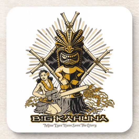 Big Kahuna Tiki Hula Pinup Girl Bier Onderzetter (Voorkant)