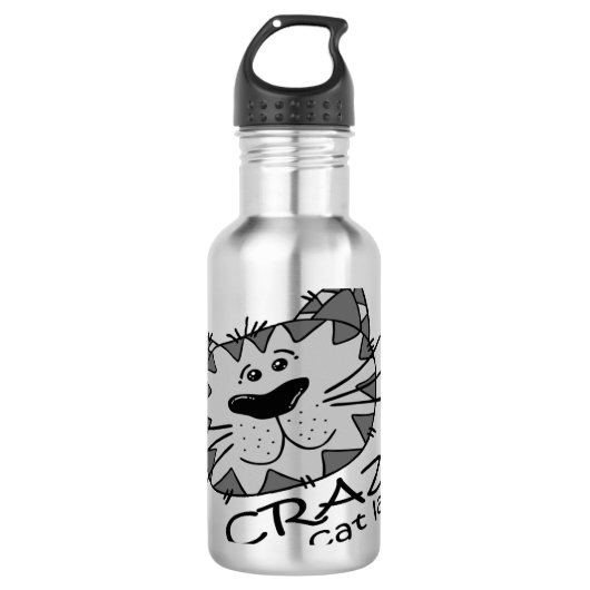 Big Kat Face Crazy Cat Lady Waterfles (Voorkant)