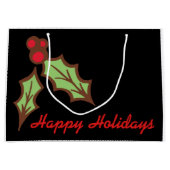 Big Kerstmis Holly Gift Bag Groot Cadeauzakje (Voorkant)