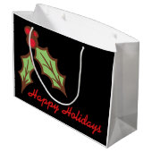 Big Kerstmis Holly Gift Bag Groot Cadeauzakje (Achterkant Gekanteld)