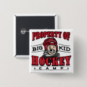 Big Kind Hockey Camp Red Helmet Vierkante Button 5,1 Cm (Voorkant /achterkant)