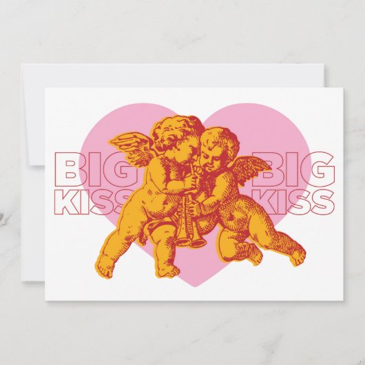 Big Kiss Cupid Valentijn Kaart. Aankondiging (Voorkant)