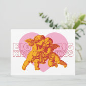 Big Kiss Cupid Valentijn Kaart. Aankondiging (Staand voorkant)