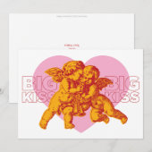 Big Kiss Cupid Valentijn Kaart. Aankondiging (Voorkant / Achterkant)