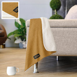 Big Knitting Stitches - Honey Yellow je initialen Sherpa Deken