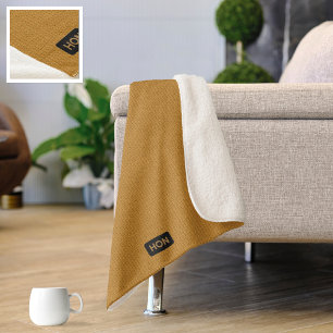Big Knitting Stitches - Honey Yellow je initialen Sherpa Deken