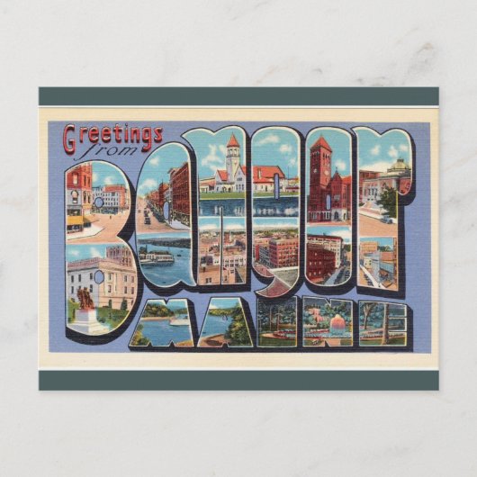  Big Letter Bangor Maine Briefkaart (Voorkant)