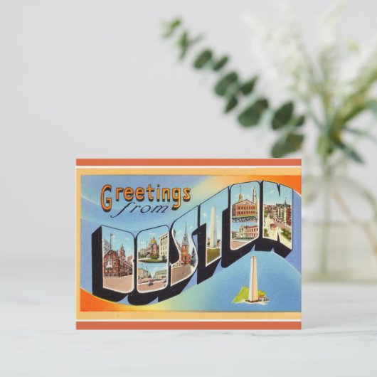 Big Letter Boston Massachusetts Briefkaart (Staand voorkant)