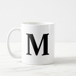 Big Letter Monogram Modern Minimale Zwart Wit Koffiemok