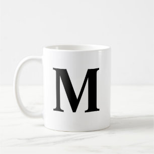 Big Letter Monogram Modern Minimale Zwart Wit Koffiemok