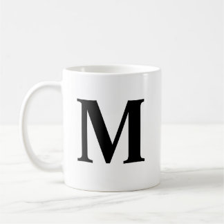 Big Letter Monogram Modern Minimale Zwart Wit Koffiemok