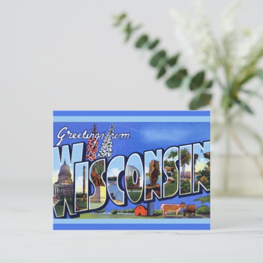  Big Letter Wisconsin Briefkaart (Staand voorkant)