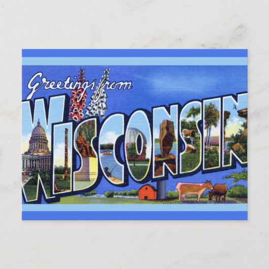 Big Letter Wisconsin Briefkaart (Voorkant)